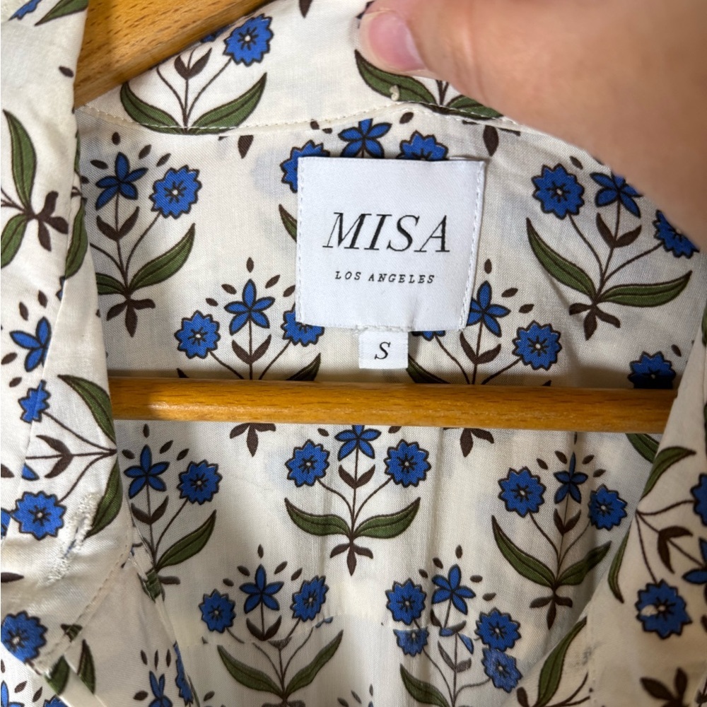 Misa Los Angeles Daniela Floral Maxi Puff Sleeves Button Front S Cottagecore - Picture 10 of 12